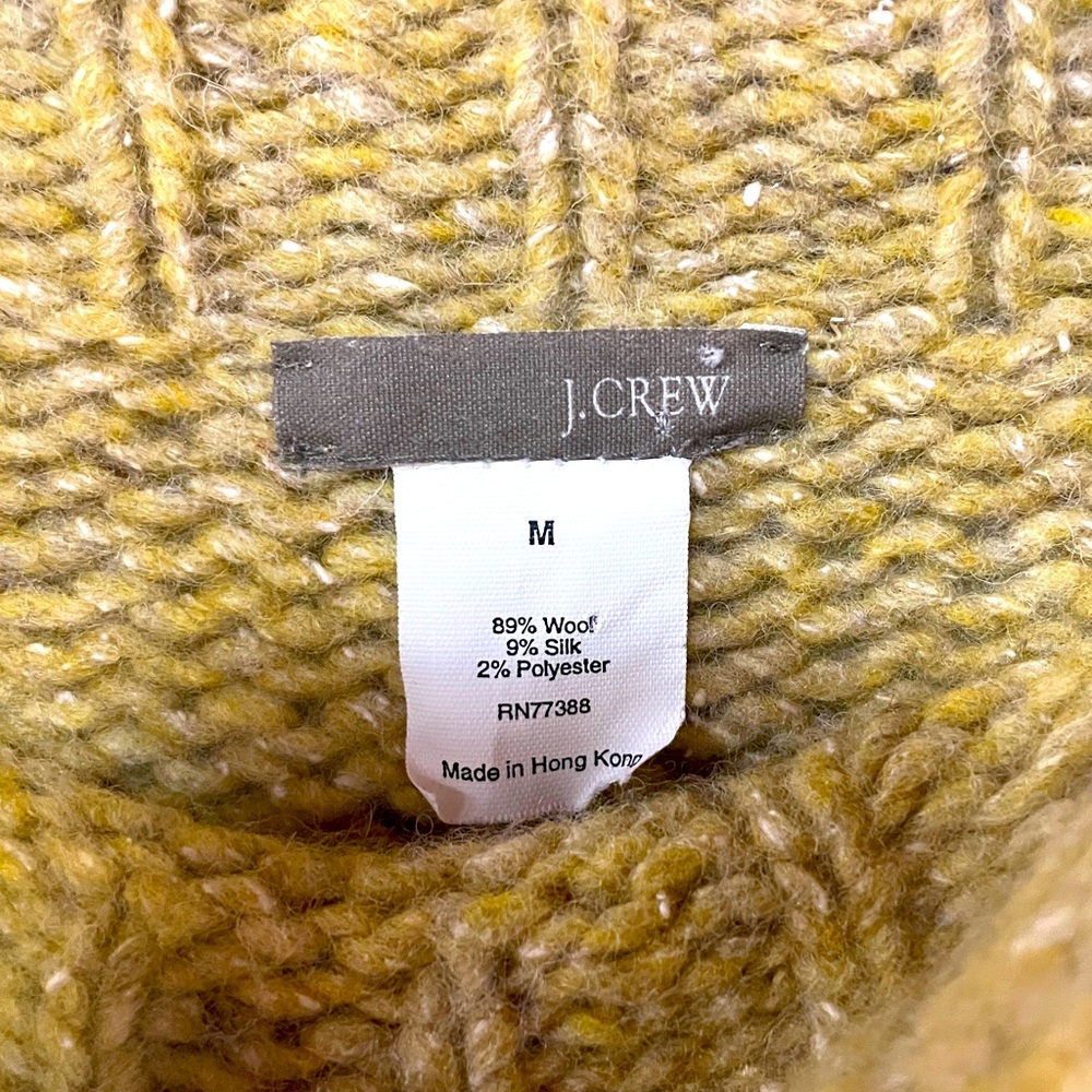 Vintage J Crew Yellow Wool/Silk Bulky Knit Sweater, Sz M - Picture 3 of 4